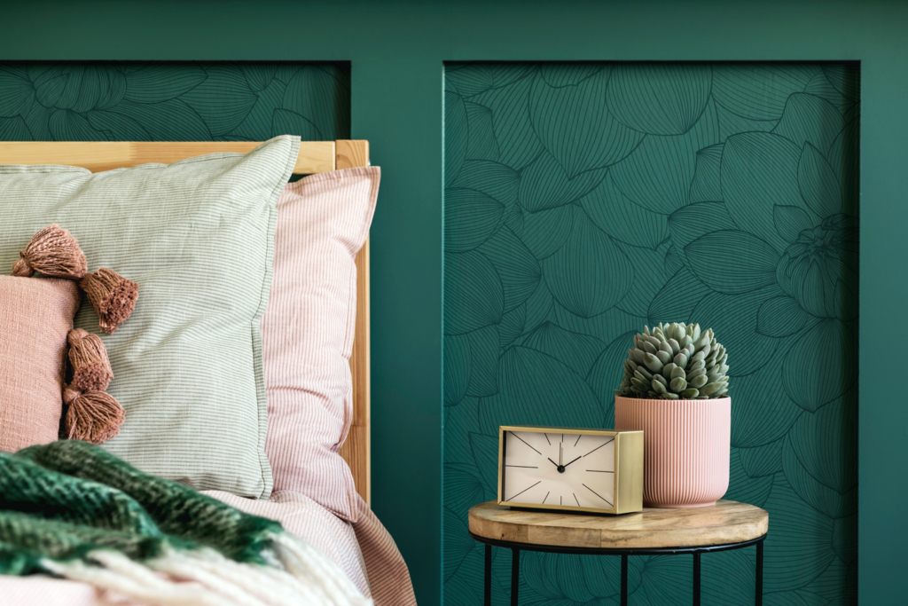 Panelled Green Floral Wallpaper