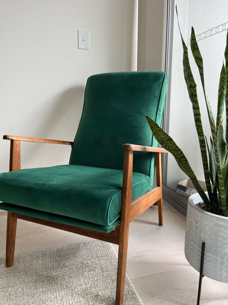 Mereton Textiles Green Mid Century Custom Colour Armchair